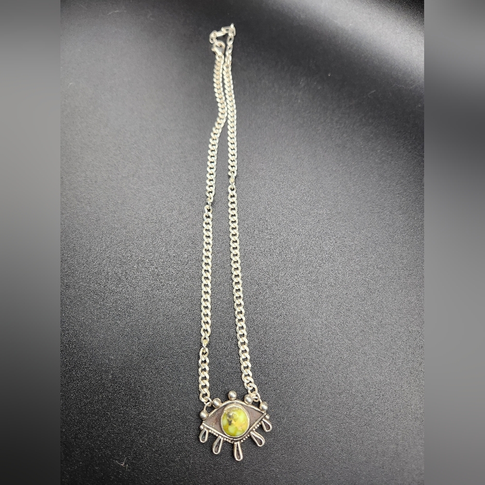 Palamino Turquoise Evil Eye Sterling Silver Curb Chain Necklace - Picture 8 of 8